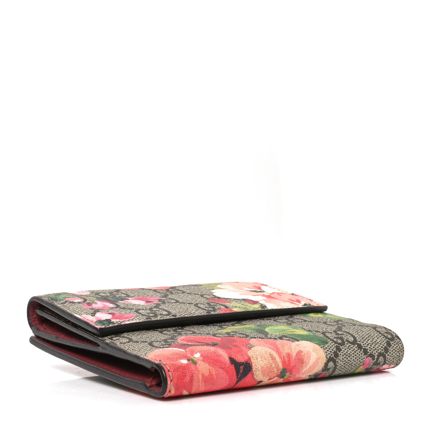 GG Supreme Monogram Blooms French Flap Wallet Beige Multicolor Dry Rose