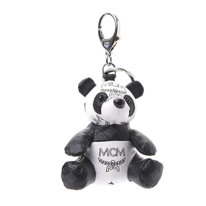 MCM Visetos Panda Animal Key Ring Bag Charm Black White 1 of 3
