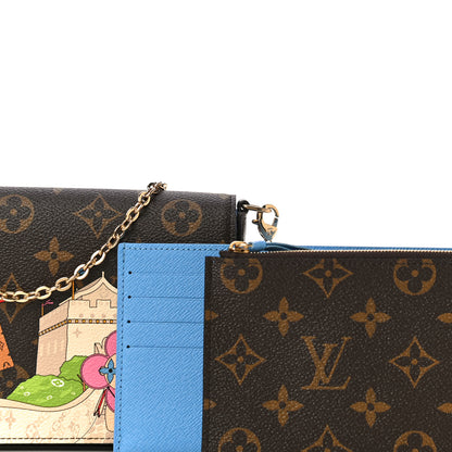 Louis Vuitton Monogram 2021 Christmas Animation China Wall Pochette Felicie Chain Wallet Myosotis Blue 8 of 15