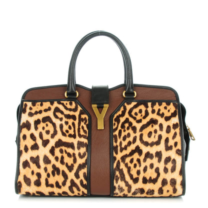 Saint Laurent Pony Hair Calfskin Leopard Print Medium Cabas Chyc Brown Black 1 of 7