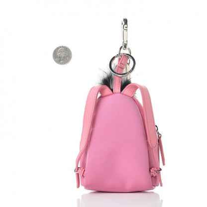 Fendi Nylon Shiny Nappa Nutria Fox Fur Monster Eyes Mini Backpack Charm Lollypop Rosa Fluo Multicolor 2 of 2