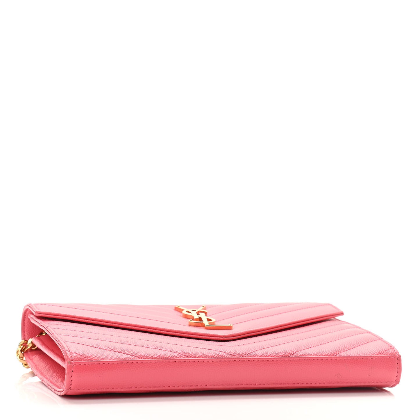 Grain De Poudre Matelasse Chevron Monogram Chain Wallet Rose Clair
