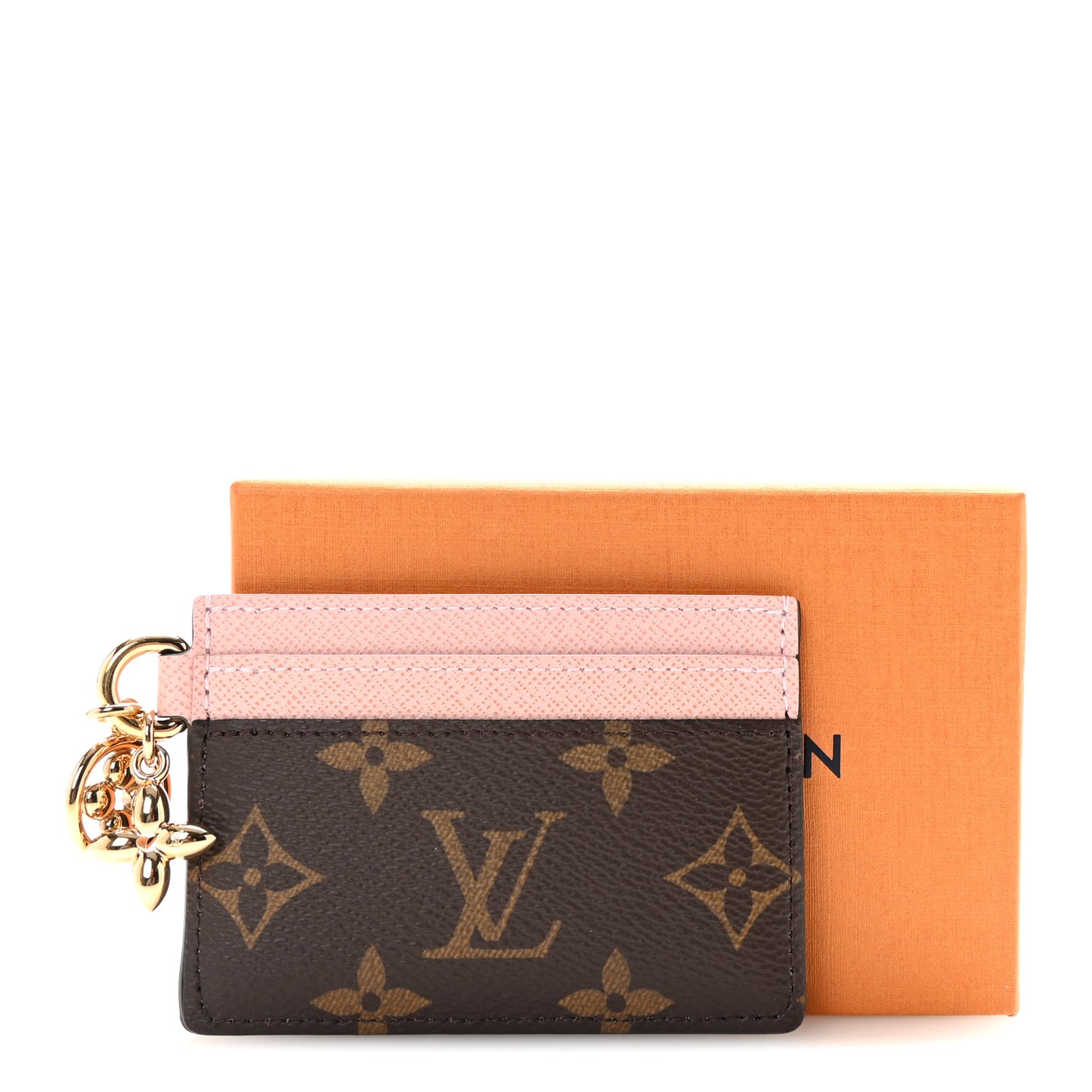 Monogram LV Charms Card Holder Rose Ballerine