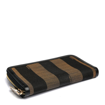 Fendi Pequin Cuoio Vegetale Zip Around Wallet Tobacco Black 4 of 7