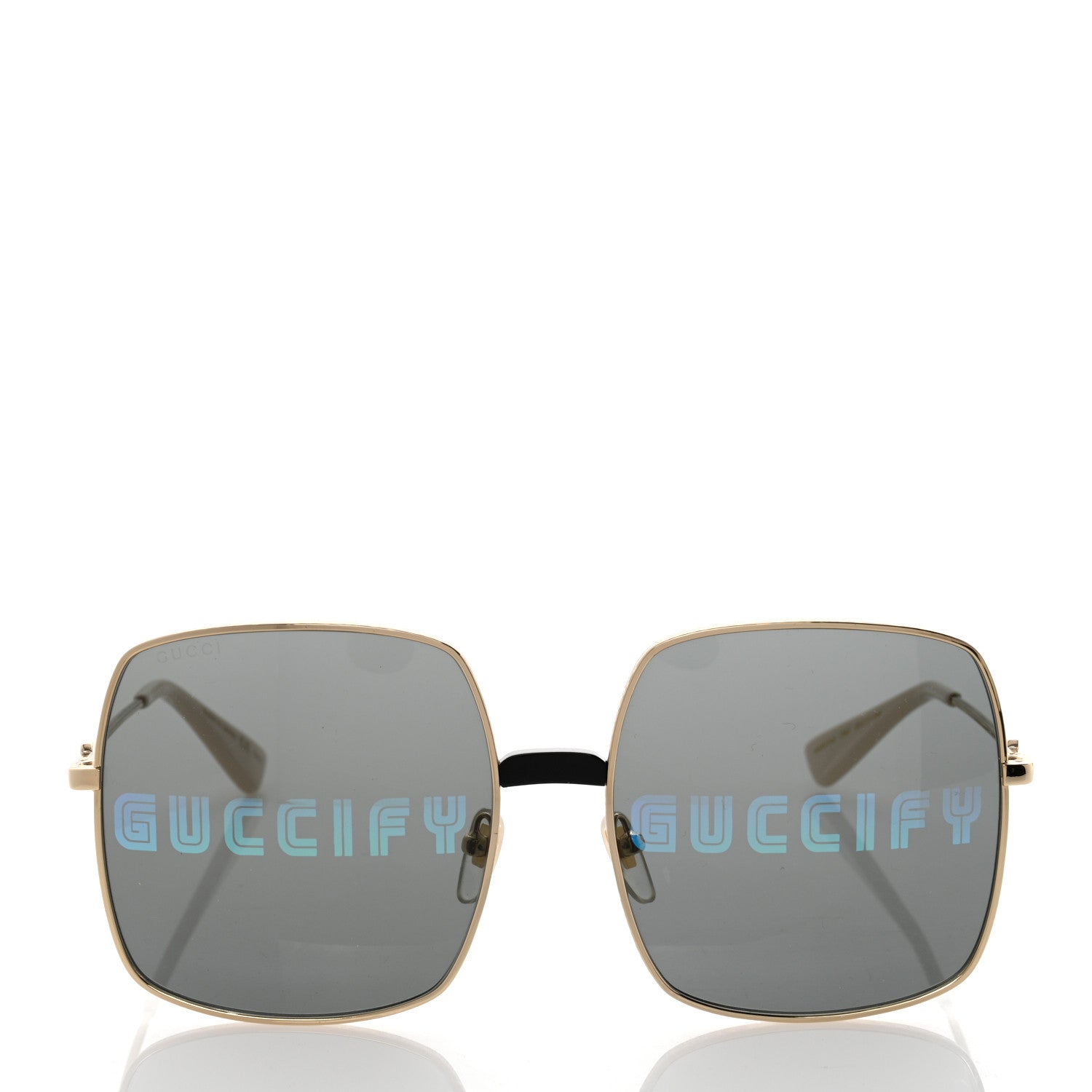 Gucci Metal Rectangular Guccify Frame Sunglasses GG0414S Gold 2 of 8