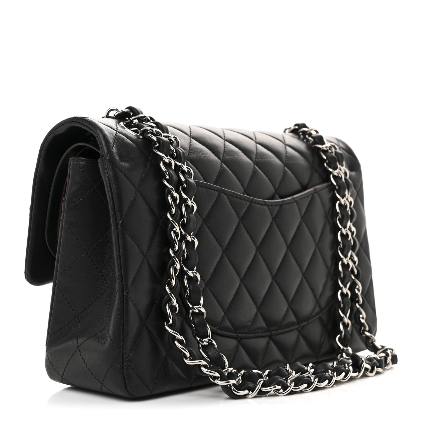Lambskin Quilted Medium Double Flap Black