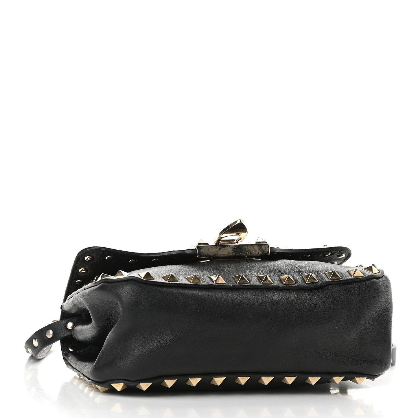Vitello Mini Rockstud Flap Saddle Crossbody Bag Black