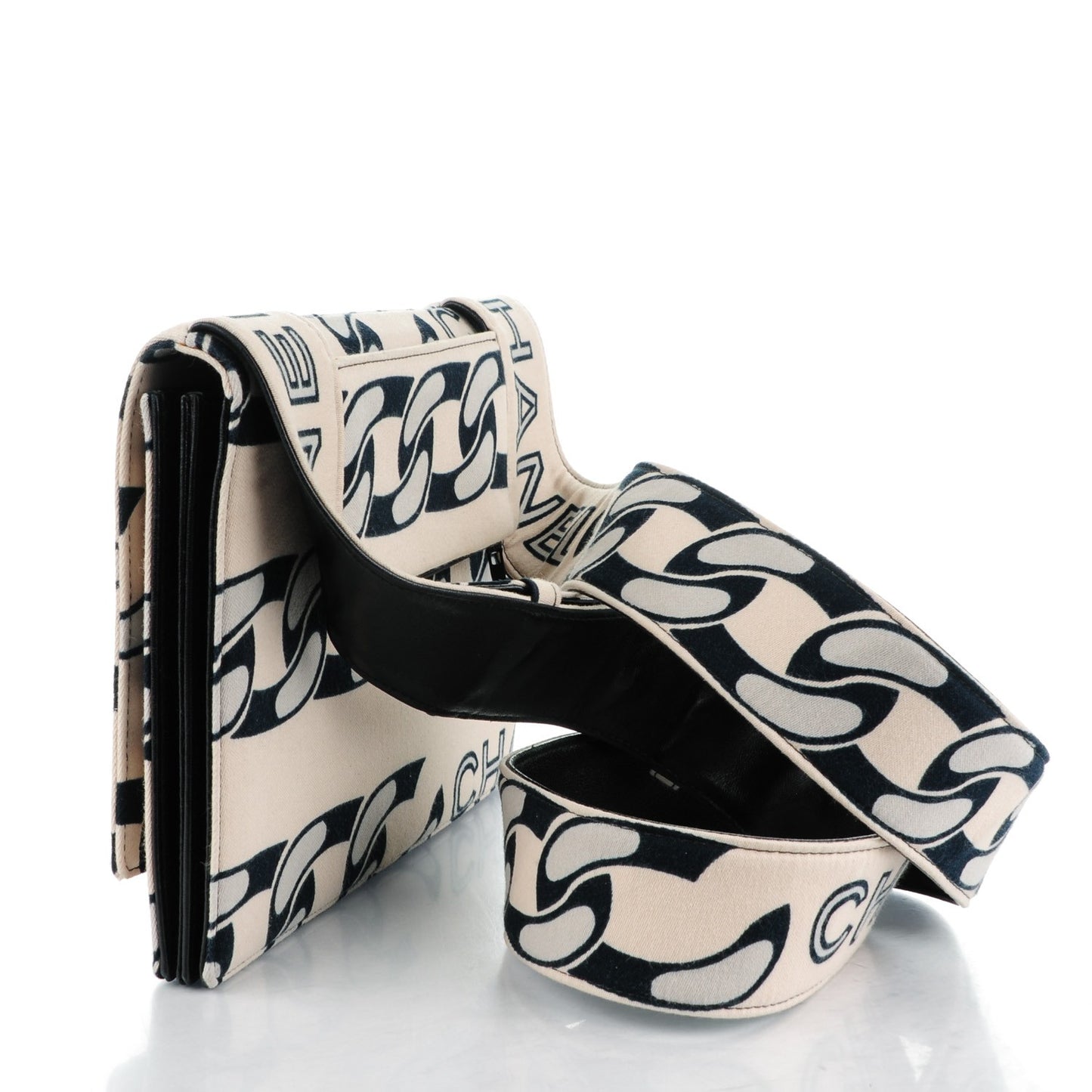 Jersey Printed Messenger Flap Beige Black