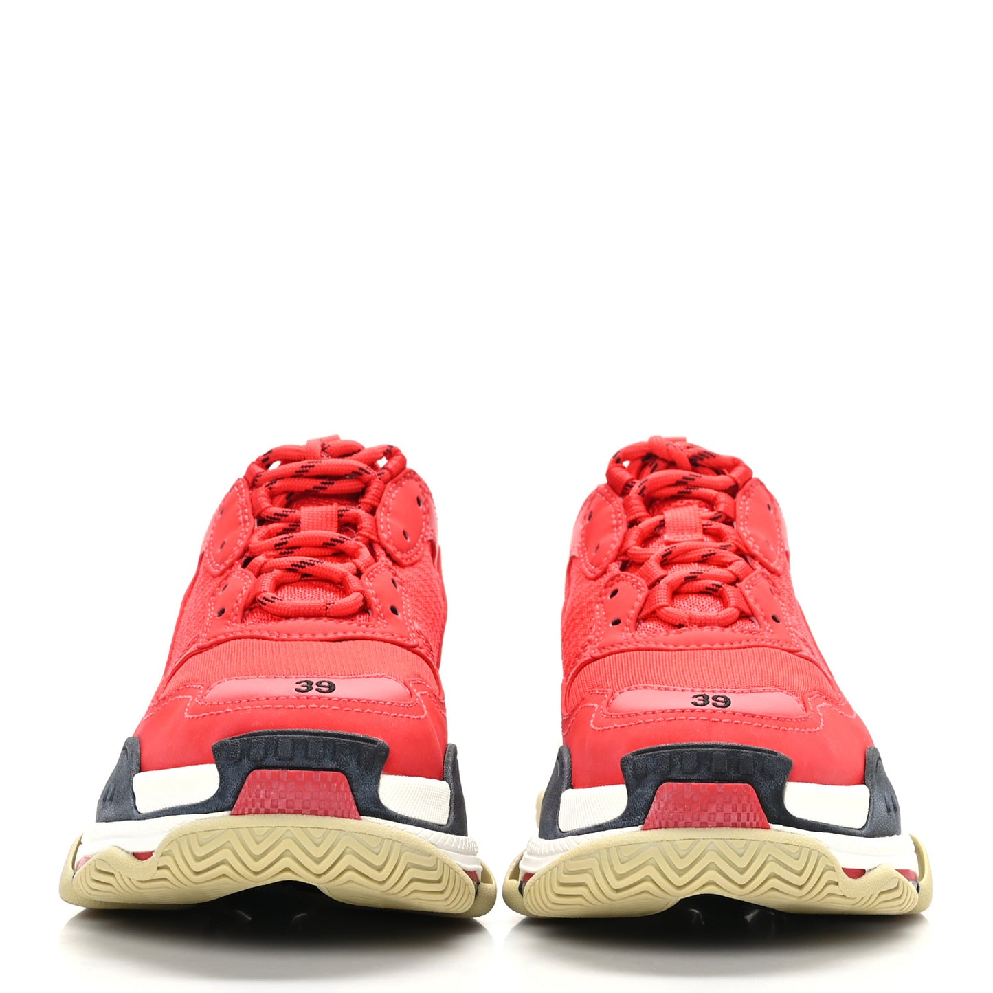 Washed Effect Fabric Mesh Mens Triple S Sneakers 39 Red Black