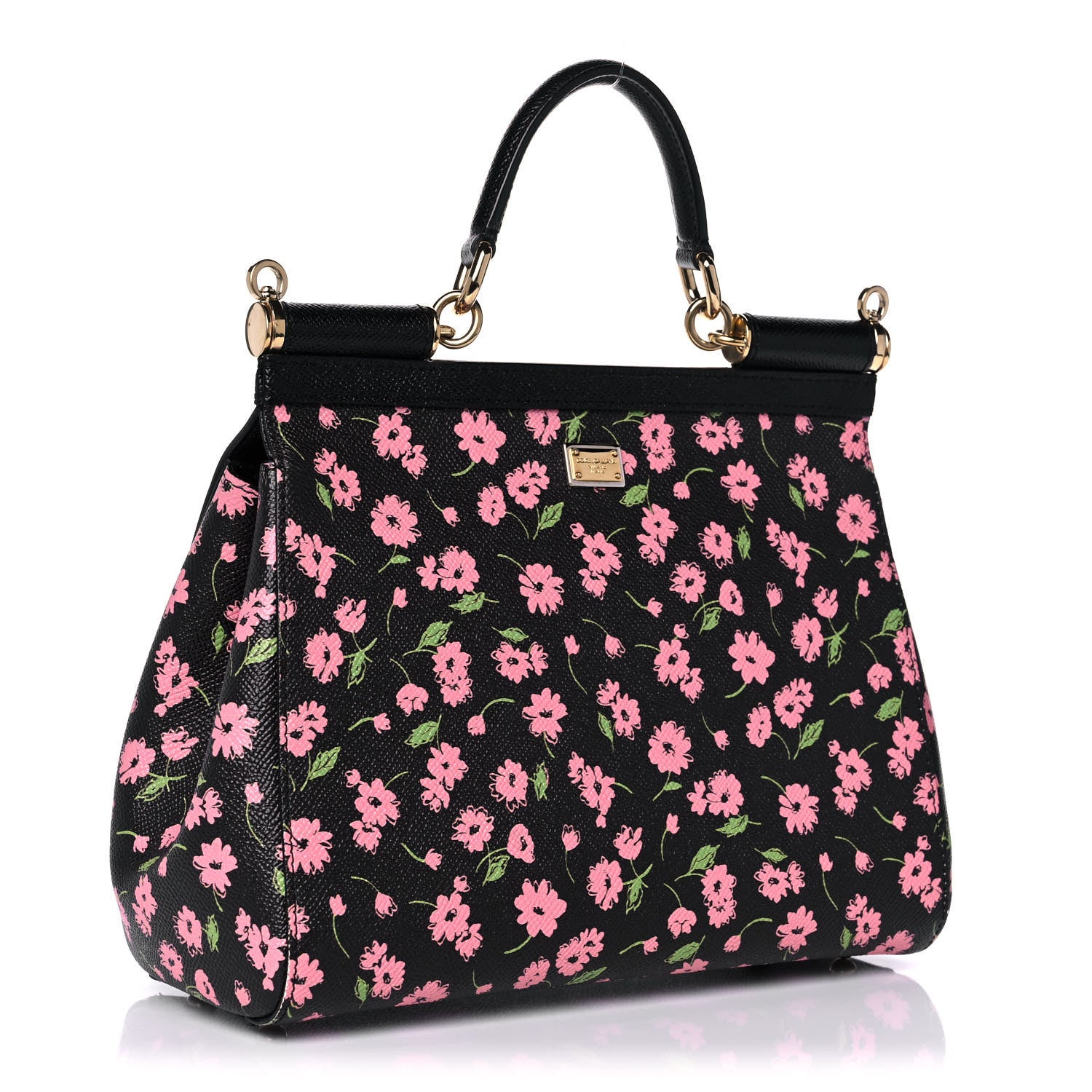 Dolce & Gabbana Dauphine Flower Print Medium Miss Sicily Satchel Black 3 of 20
