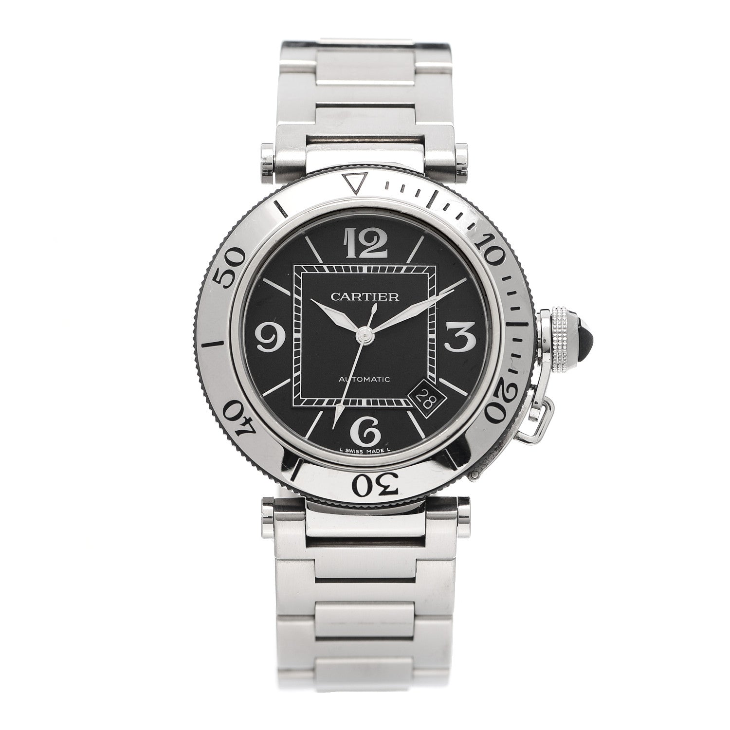 Cartier Stainless Steel 40mm Pasha C Seatimer Automatic Watch Black 1 of 5