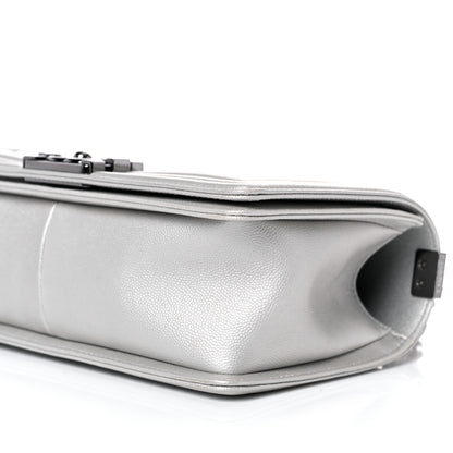Chanel Metallic Caviar Quilted Medium Boy Flap Silver 9 of 9