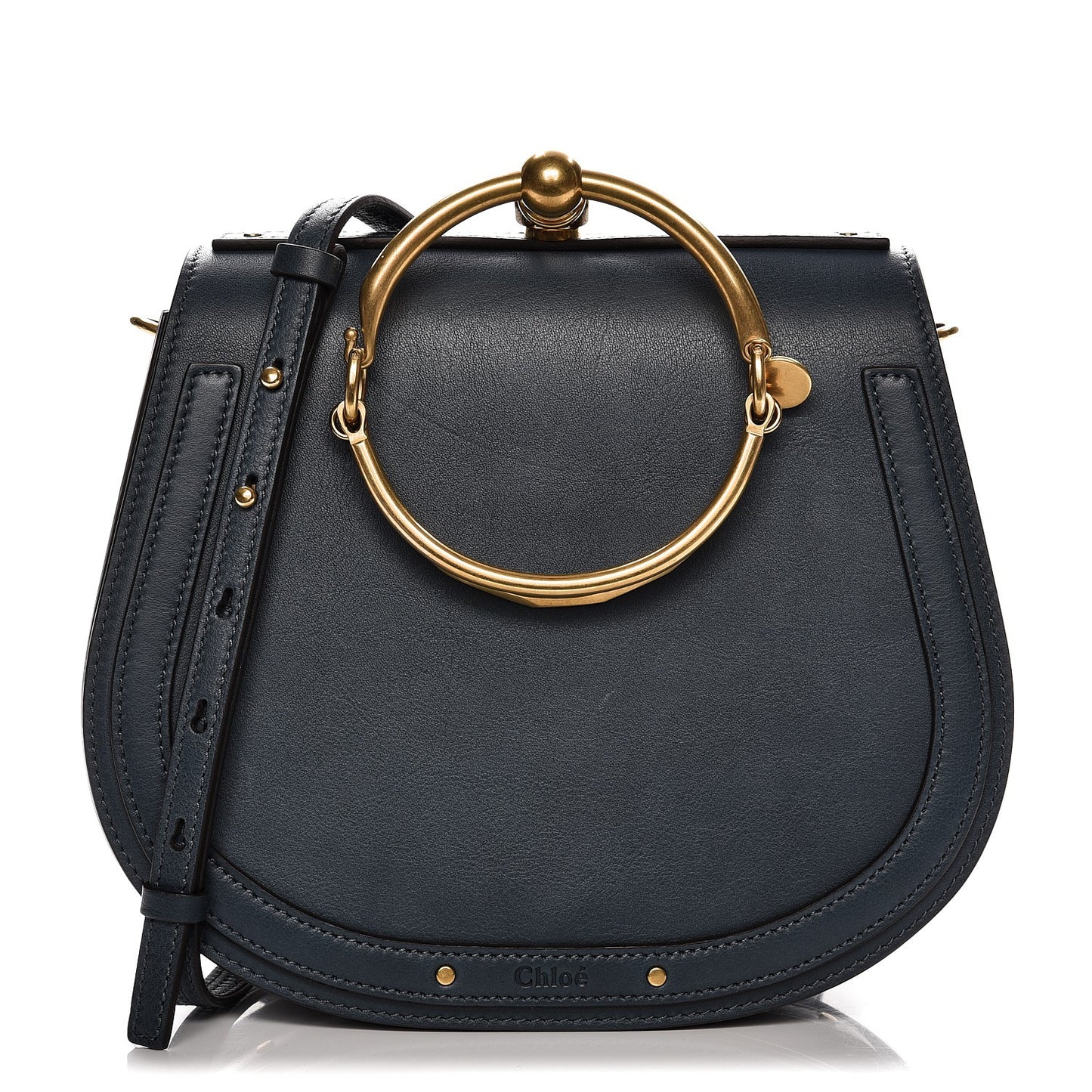 Calfskin Medium Nile Bracelet Bag Silver Blue