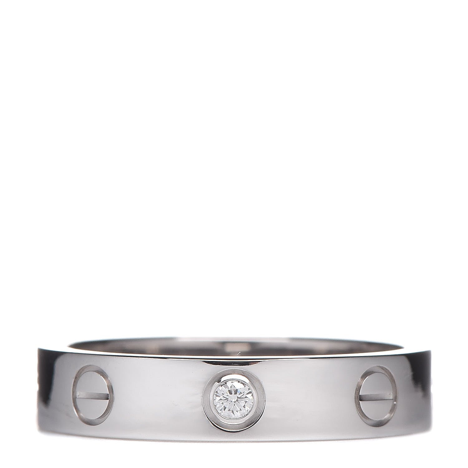 Cartier 18K White Gold Diamond 4mm LOVE Wedding Band Ring 52 6 1 of 4
