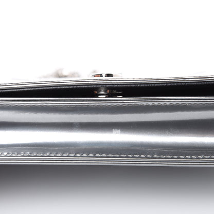 Christian Dior Metallic Patent Micro-Cannage Diorama Wallet on Chain Pouch Silver 10 of 11