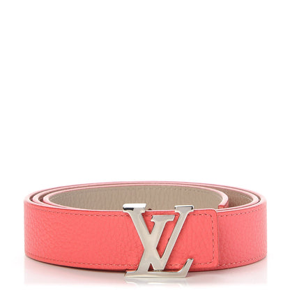 Louis Vuitton Taurillon Calfskin 30mm LV Initiales Belt 90 36 Galet Corail 1 of 6