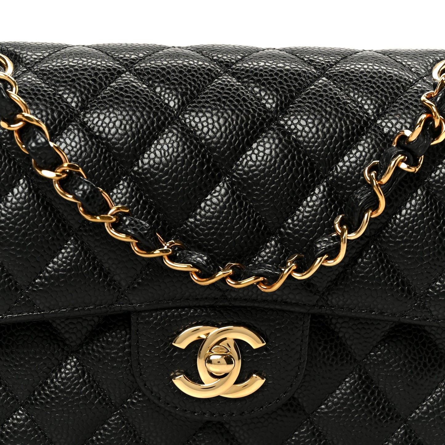Caviar Quilted Small Double Flap Black