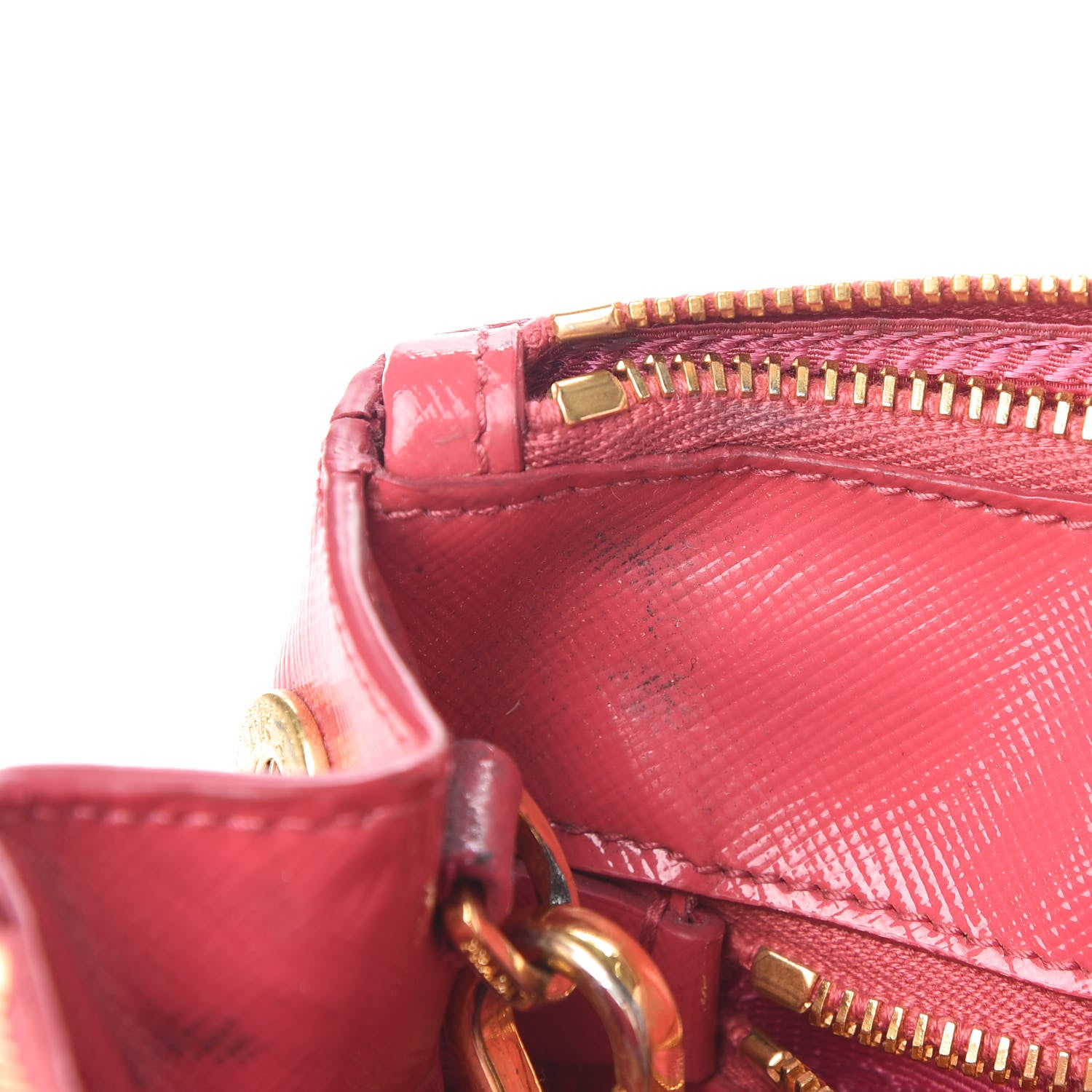 Prada Saffiano Vernice Mini Galleria Double Zip Tote Peonia 13 of 16