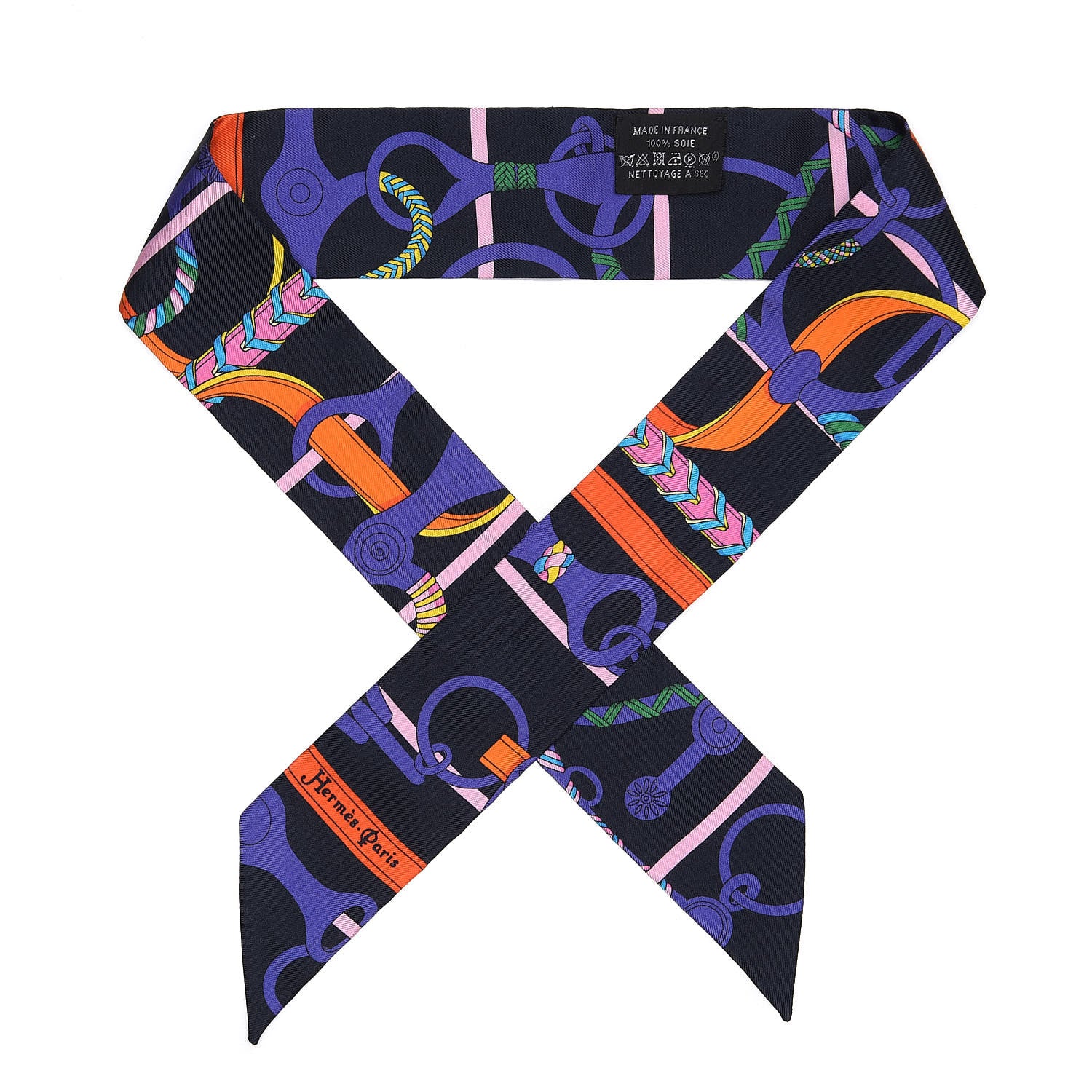 Hermes Silk Panoplie Equestre Twilly Caban Violet Orange 1 of 5