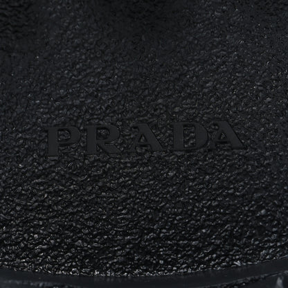 Prada Vitello Lux Nylon Metal Triangle Logo Monolith Pouch Pocket 55mm Tall Combat Boots 37 Black 7 of 7