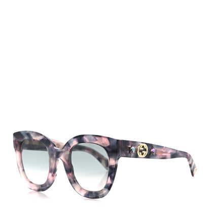 Gucci Acetate Round Frame Star Sunglasses GG0208S Grey Pink 1 of 8
