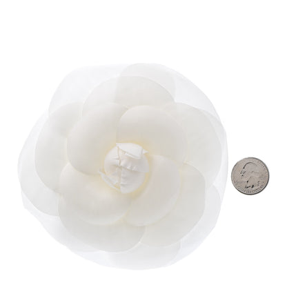 Chanel Silk Taffeta Camellia Brooch Pin White 3 of 7