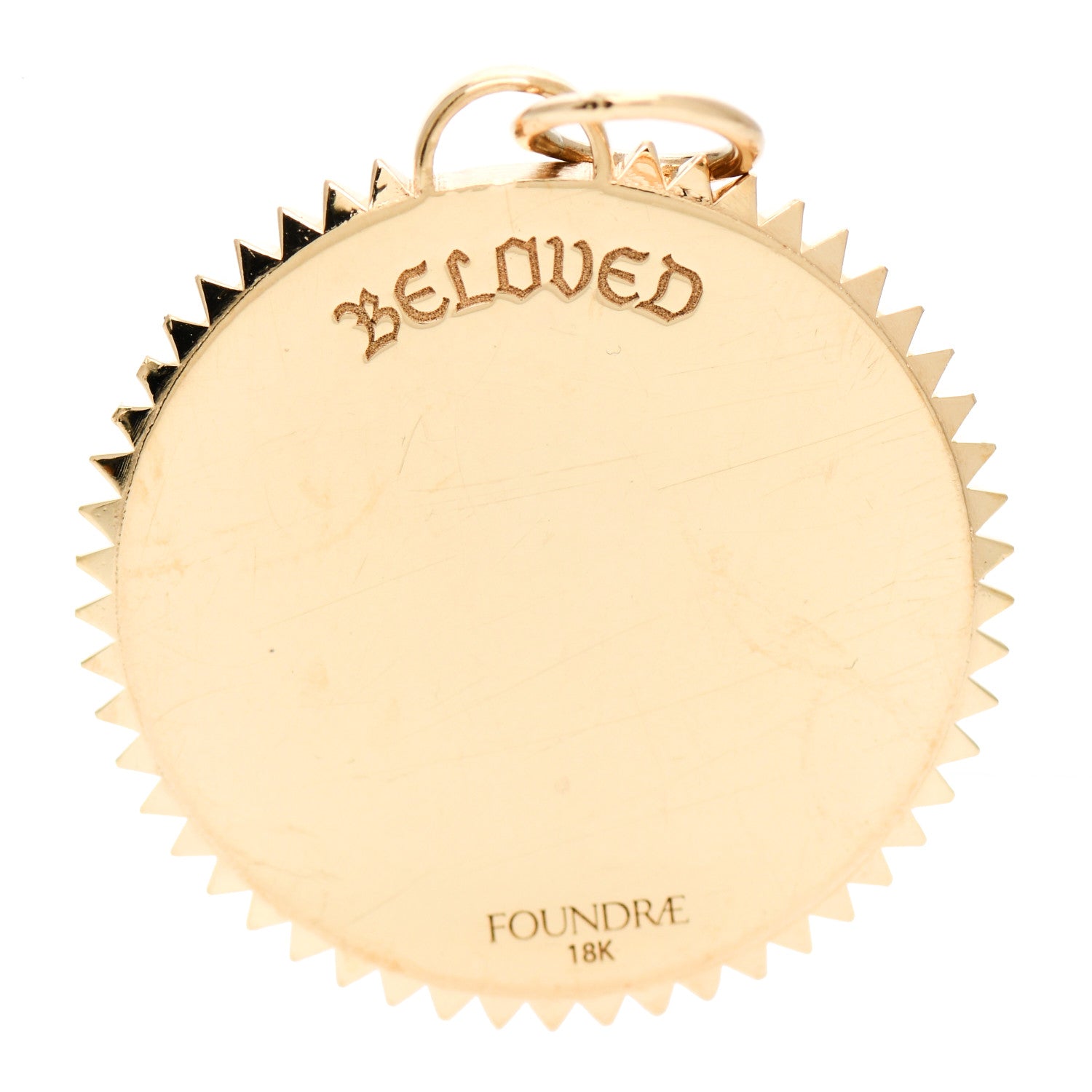 Foundrae 18K Yellow Gold Diamond Large Amate Love Specialty Medallion Pendant 3 of 5