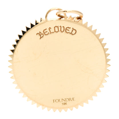 Foundrae 18K Yellow Gold Diamond Large Amate Love Specialty Medallion Pendant 3 of 5