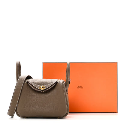 Hermes Taurillon Clemence Mini Lindy 20 Etoupe 11 of 11