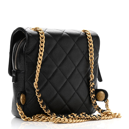 Chanel Shiny Caviar Quilted Chain Melody Backpack Black 3 of 11
