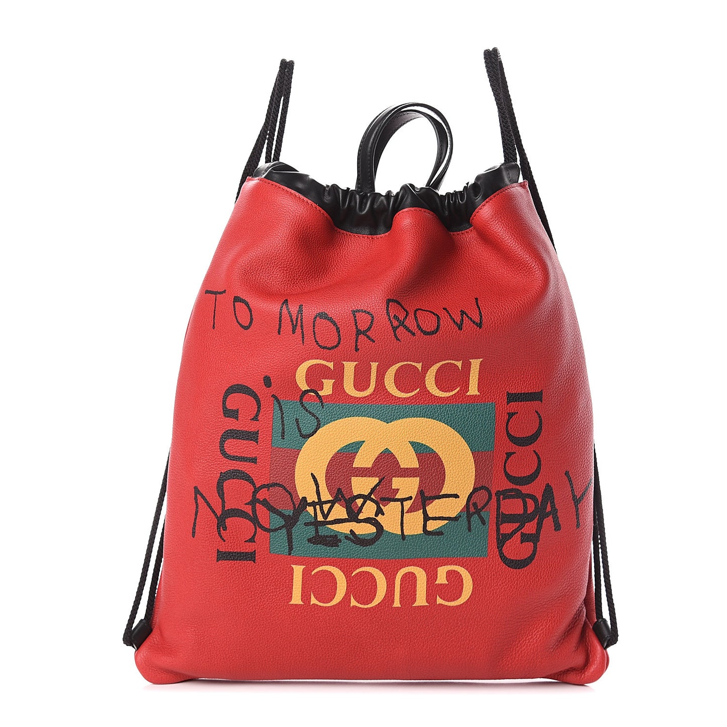 Calfskin Coco Capitan Logo Drawstring Backpack Hibiscus Red