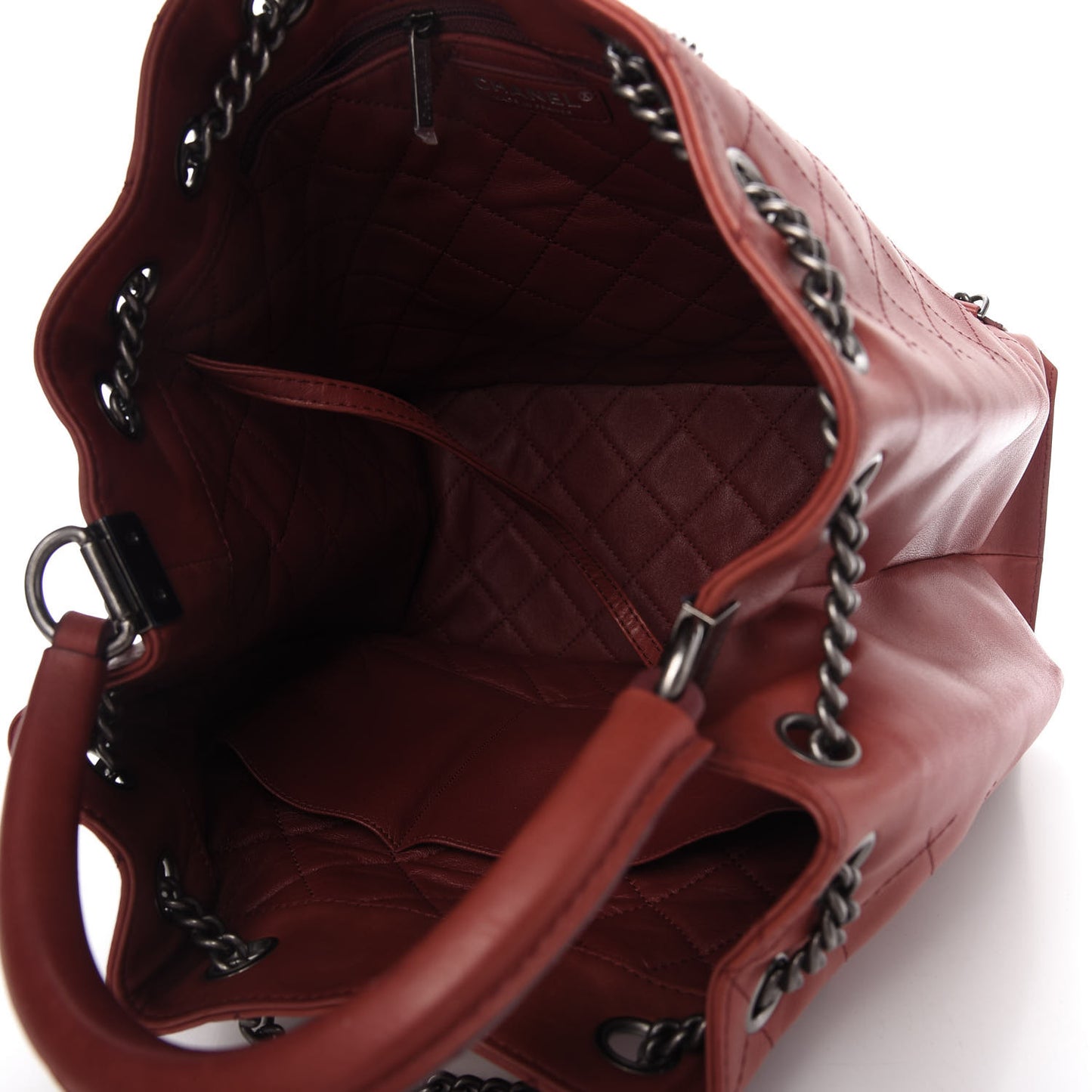 Calfskin Stitched Large Urban Luxury Drawstring Backpack Dark Red