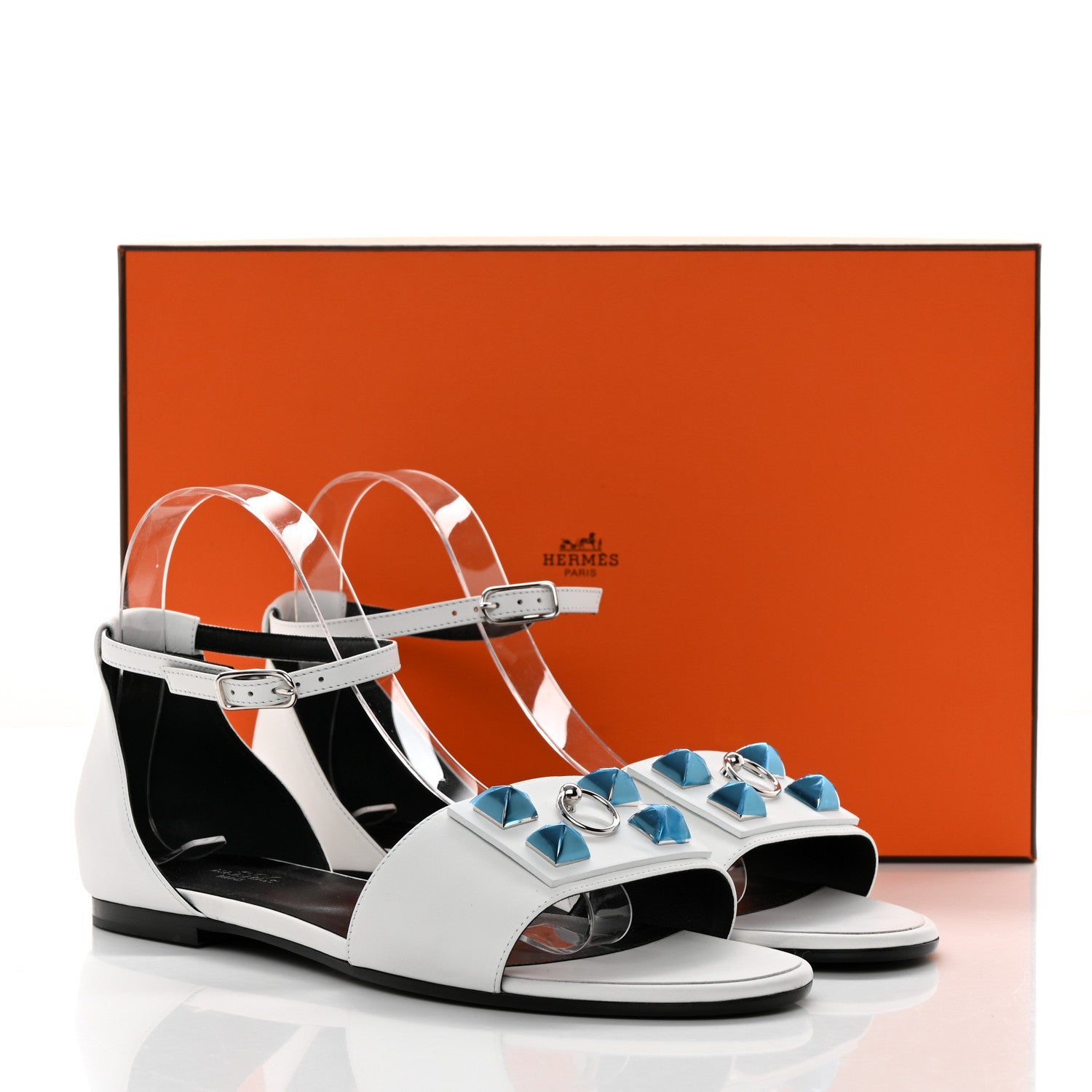 Hermes Calfskin Desiree Sandals 39.5 White 9 of 9