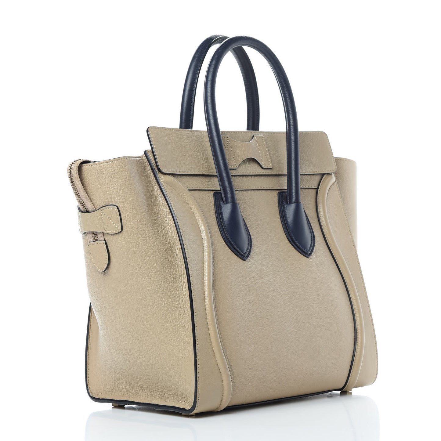 Drummed Calfskin Mini Bi-Color Luggage Navy Dune