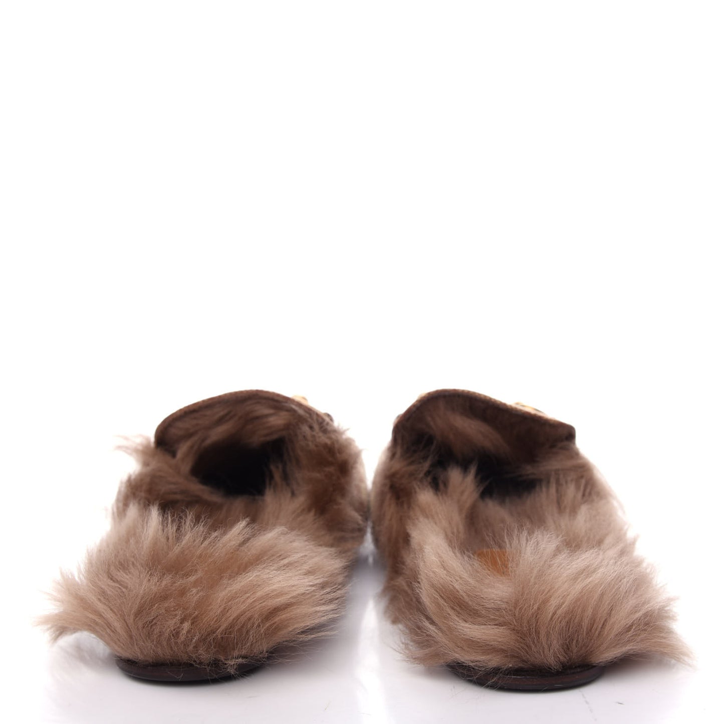 GG Monogram Fur Mens Princetown Slippers 8 Beige Ruggine Rust