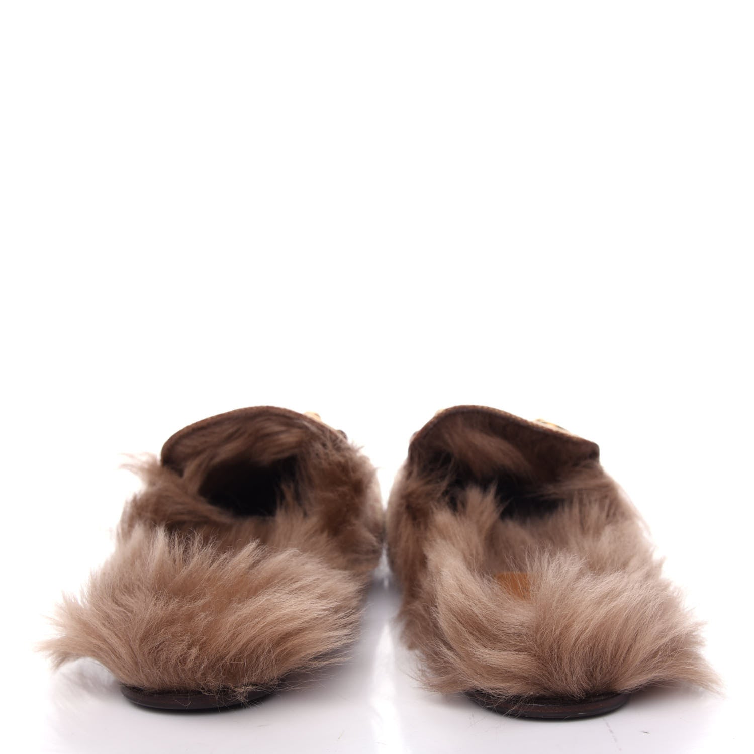 Gucci GG Monogram Fur Mens Princetown Slippers 8 Beige Ruggine Rust 7 of 10