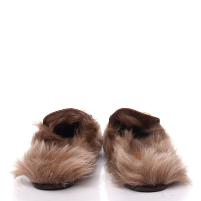 Gucci GG Monogram Fur Mens Princetown Slippers 8 Beige Ruggine Rust 7 of 10
