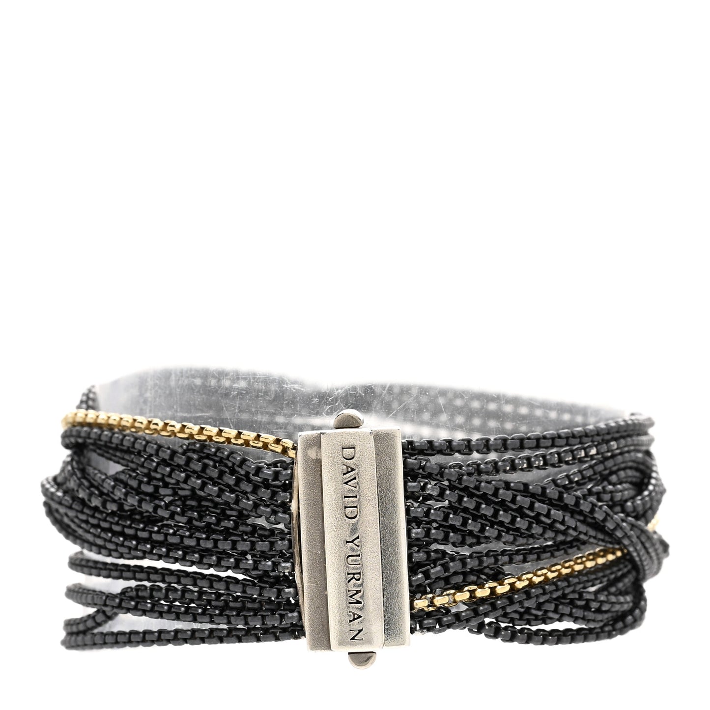 Darkened Sterling Silver 18K Yellow Gold Multi-Chain Bracelet