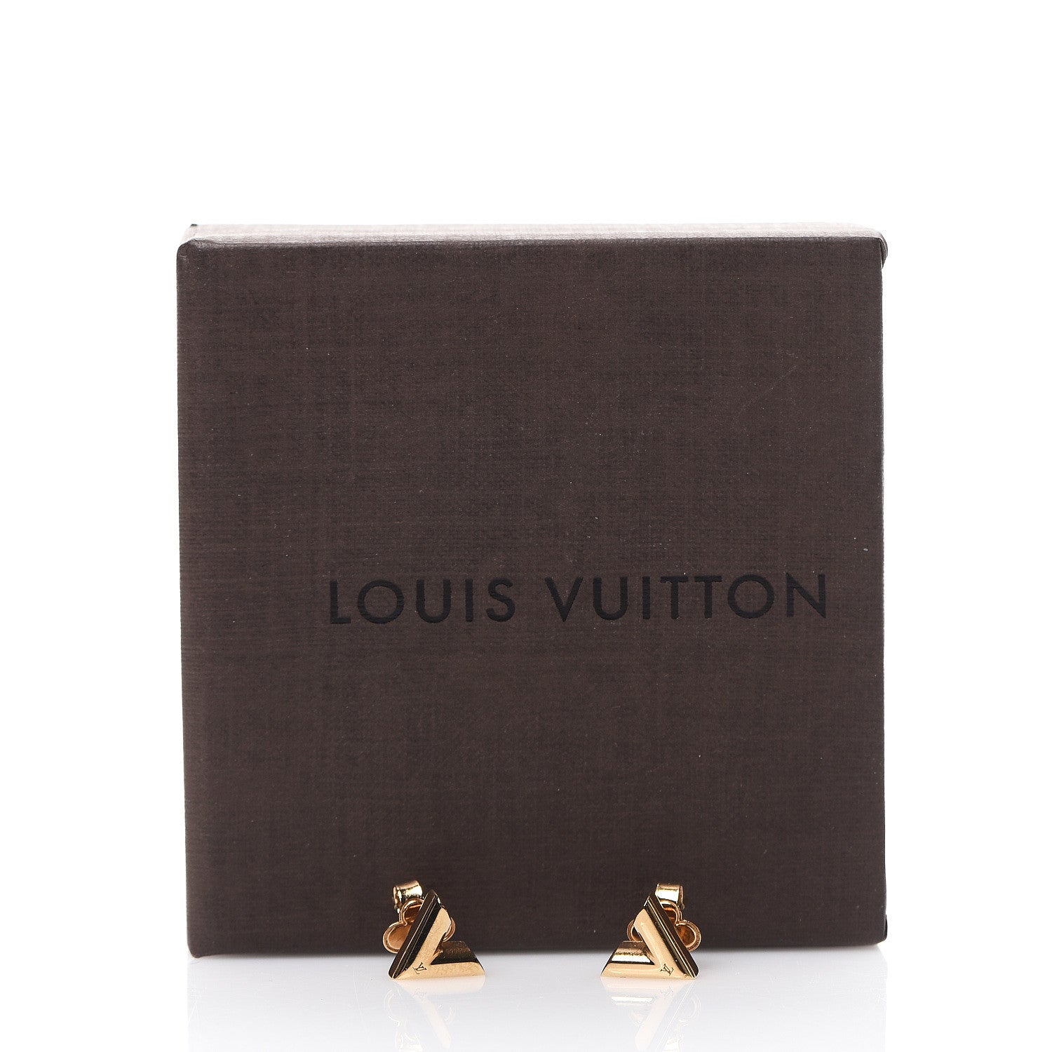 Louis Vuitton Brass Essential V Stud Earrings Gold 6 of 6