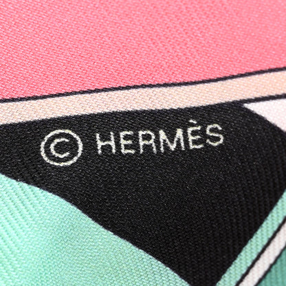 Hermes Silk Sangles En Zigzag Twilly Fuchsia Vert Jaune 4 of 11