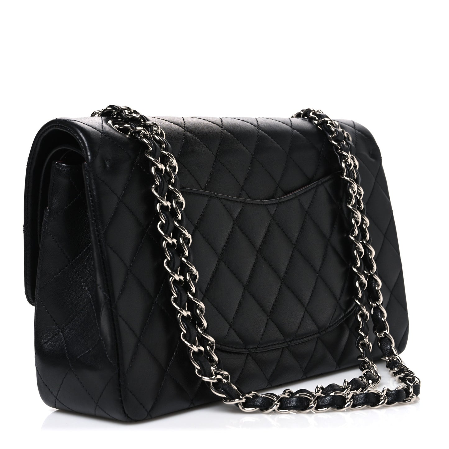 Lambskin Quilted Medium Double Flap Black