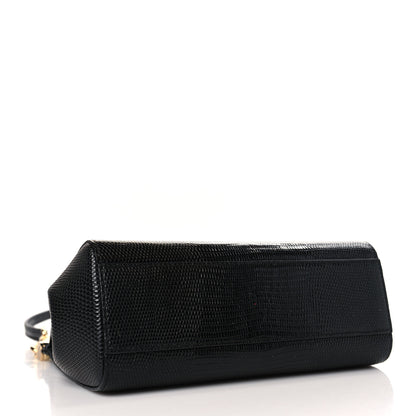 Dolce & Gabbana Stampa Iguana Crystal Small Miss Sicily Satchel Black 4 of 8