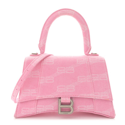 Balenciaga Washed Denim BB Monogram Hourglass Top Handle Bag Small Pink 1 of 15