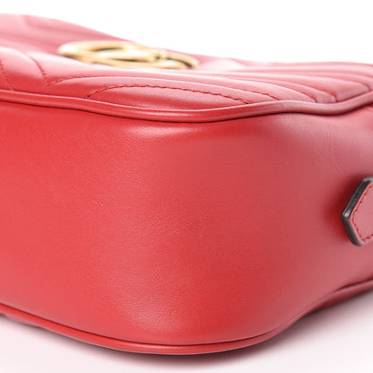 Gucci Calfskin Matelasse Small GG Marmont Chain Shoulder Bag Hibiscus Red 7 of 11