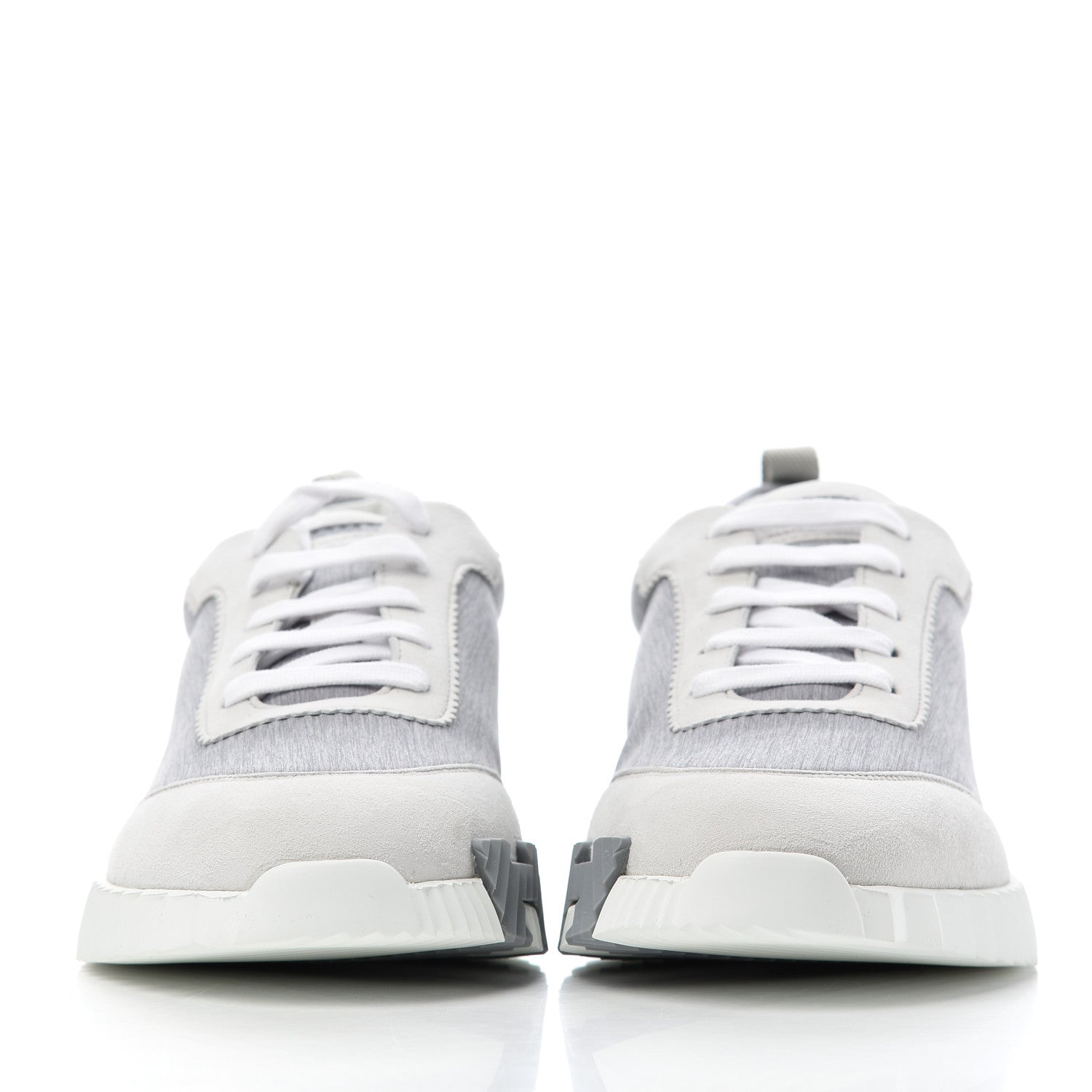 Hermes Technical Canvas Suede Goatskin Mens Bouncing Sneakers 44 Gris White 2 of 8