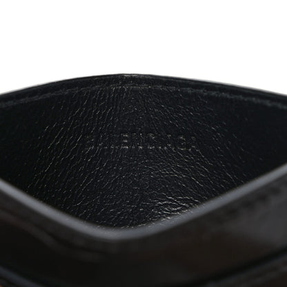 Balenciaga Shiny Calfskin Crocodile Embossed Logo Plate Card Case Black 6 of 7