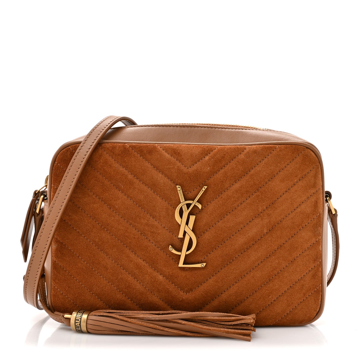 Saint Laurent Suede Matelasse Monogram Lou Camera Bag Cinnamon 1 of 12