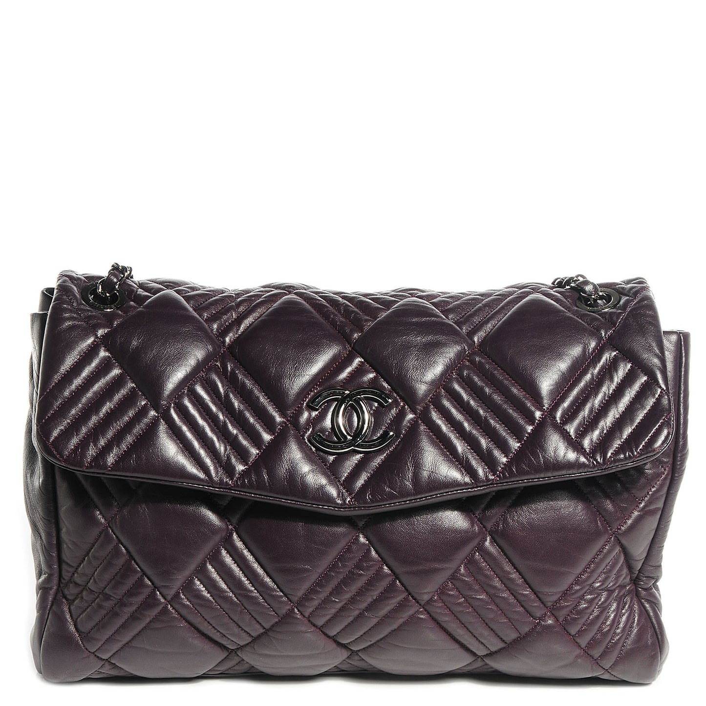 Lambskin In and Out XL Maxi Flap Bag Purple