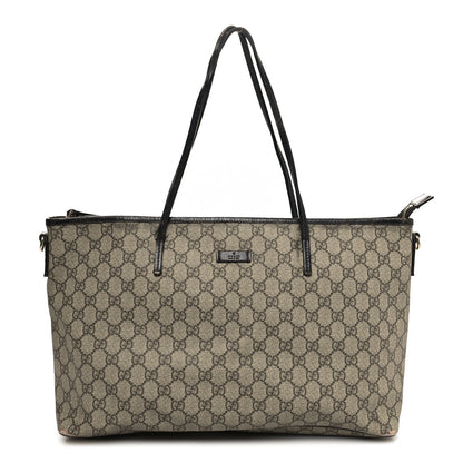 Gucci GG Supreme Monogram Medium Zippered Tote Dark Brown 1 of 15