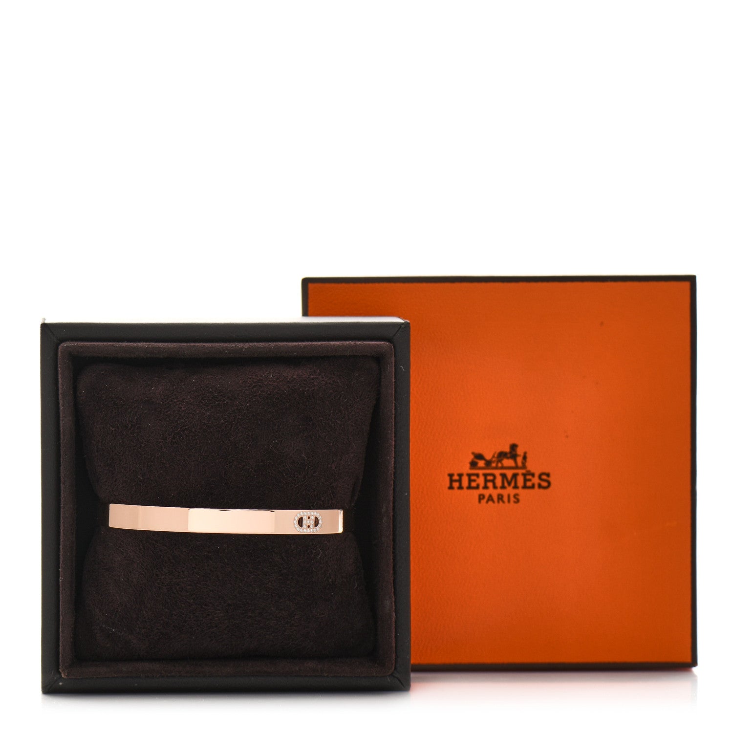 Hermes 18K Rose Gold Diamond PM H D'Ancre Bracelet ST 4 of 4